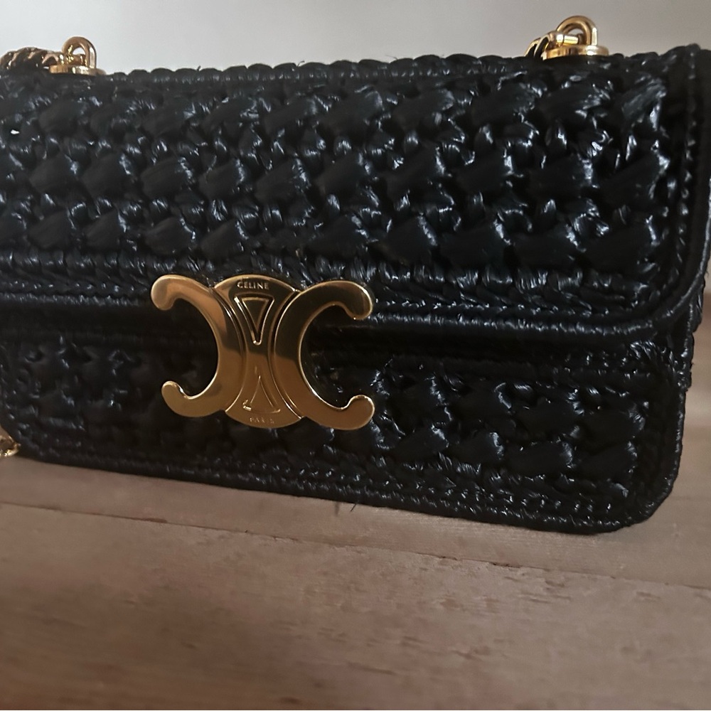 Celine claude raffia limited edition black box bag clutch with chain EUC - Picture 12 of 15